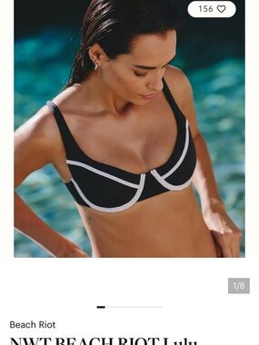 Beach Riot Black Bikini Top with White Trim